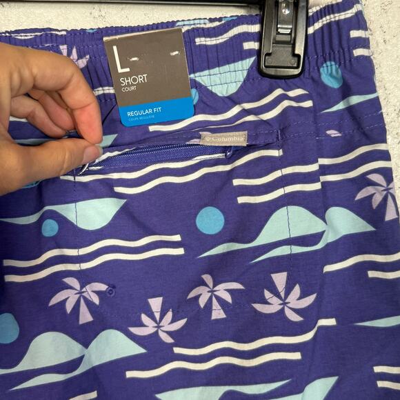 Columbia Women's Sandy River II Printed Mid-Rise Shorts - Purple Lotus LARGE - Picture 5 of 7